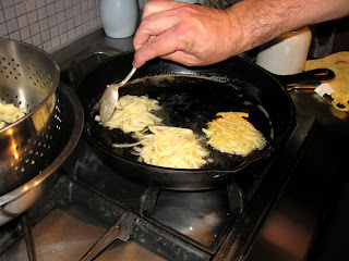 Flatten potatoes into 3 inch rounds