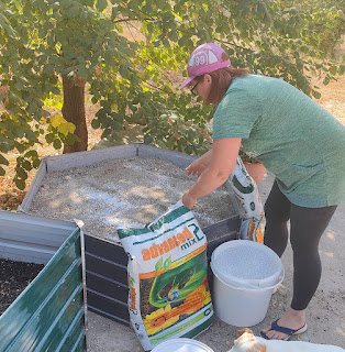 Angela getting to work on the raised bed