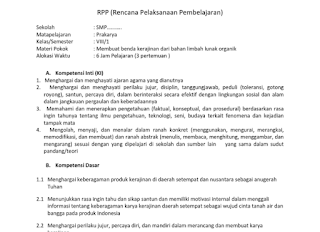 Rencana Pelaksana Pembelajaran (RPP) Dan Silabus Prakarya SMP/MTs Kurikulum 2013