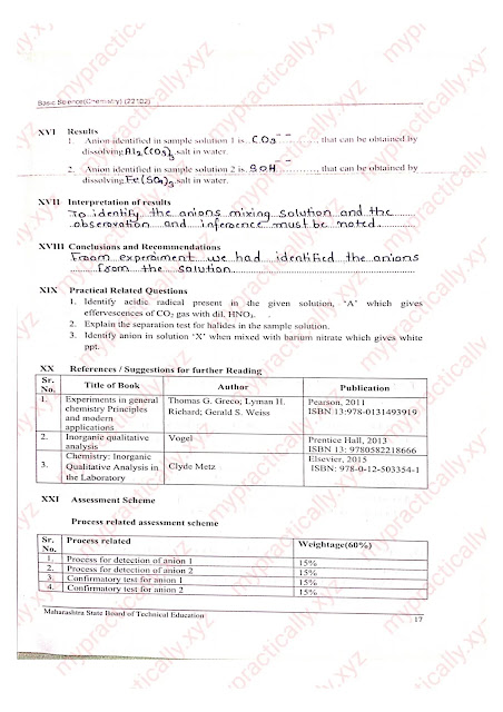 Identification of Anions Practical Answers Chemistry Answers