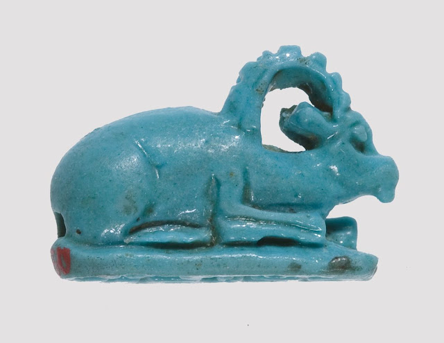 Ibex-Shaped Design Amulet Inscribed With A Crocodile and A Fish