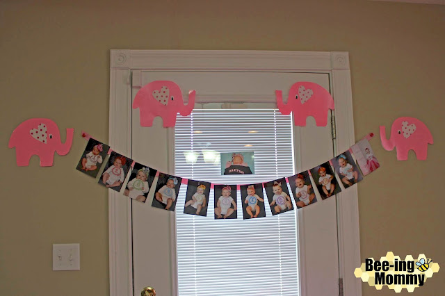 Pink Elephant First Birthday Party, elephant party, elephant decoration, elephant party decorations,  watch me grow pictures, DIY elephant wall decor, DIY elephant decorations, first birthday party