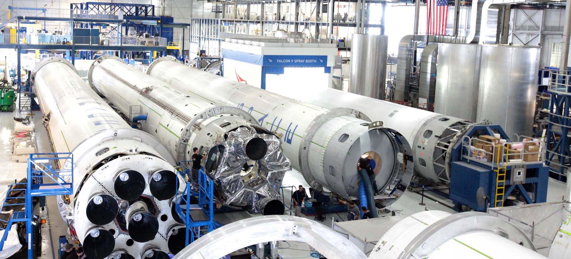 spacex rockets kept in the factory