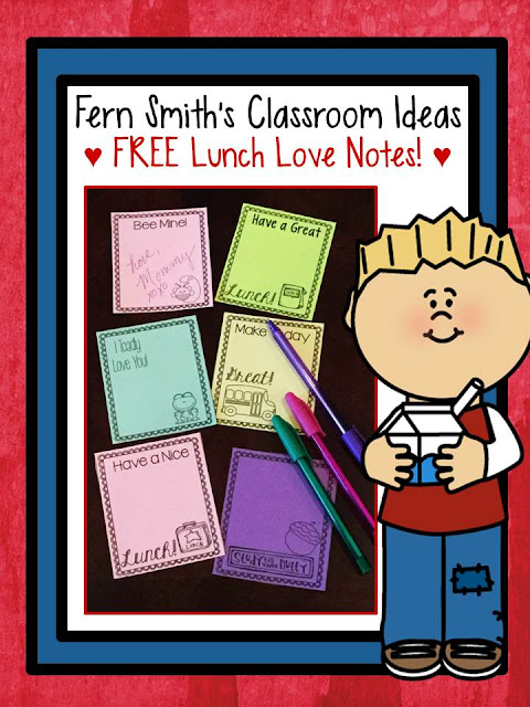  Fern Smith's Classroom Ideas FREE Printable Lunch Box Love Notes!