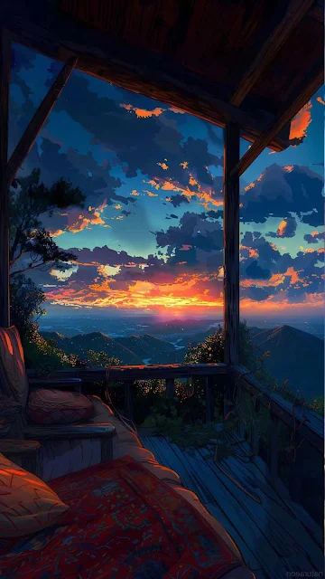 Phone Wallpaper: Nature, Landscape, Scenere, Sunset, View, Artwork