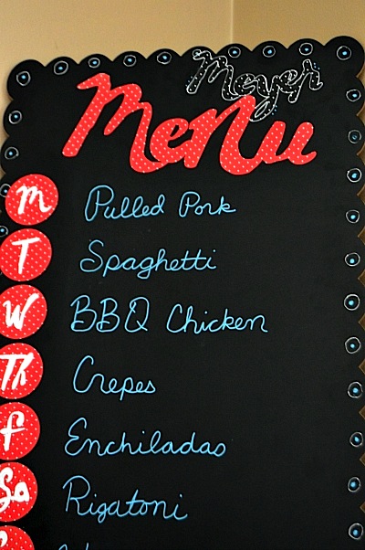 SRM Stickers Blog - DIY Menu Board by Christine - #patternedvinyl #vinyl #chalkboard #markers #DIY