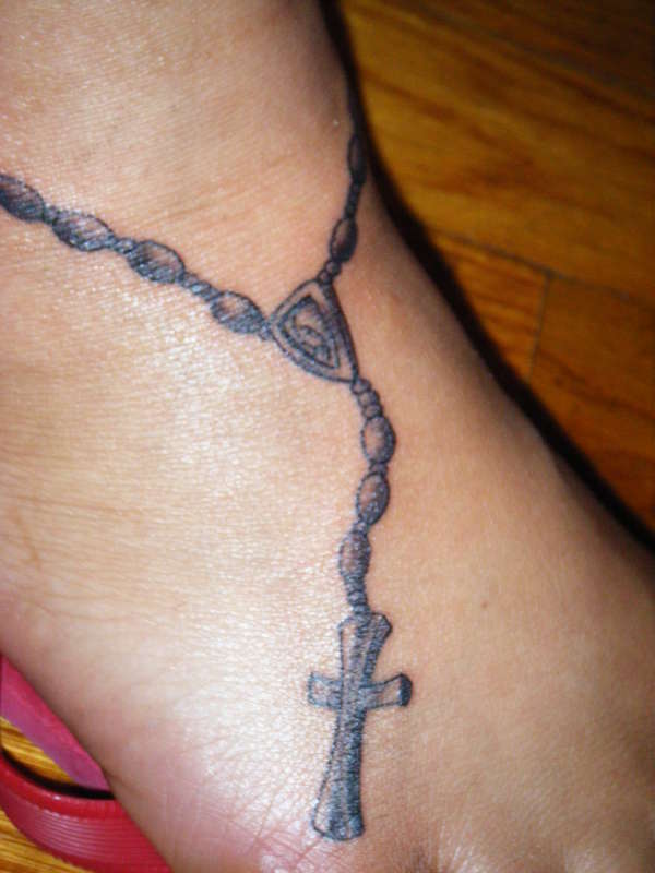 Cool Rosary Tattoos On Foot Designs Ideas