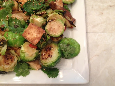 Sweet-Spicy Brussels Spouts & Tofu recipe