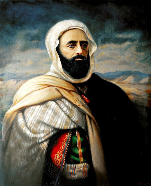 L'Emir Adbelkader. 1984 - Hocine Ziani (Algérien né en 1953) - Huile sur toile - 100x81cm - Collection Musée Central de l'Armée, Alger