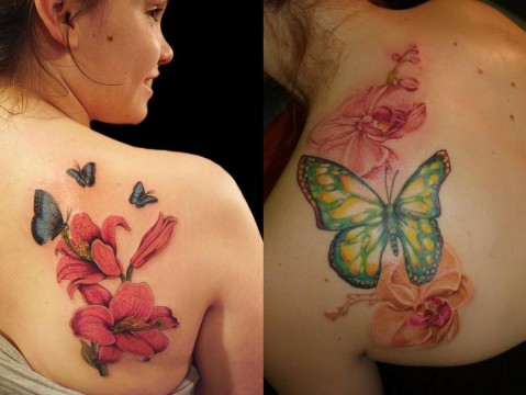 2012 Butterfly Tattoos on Shoulder