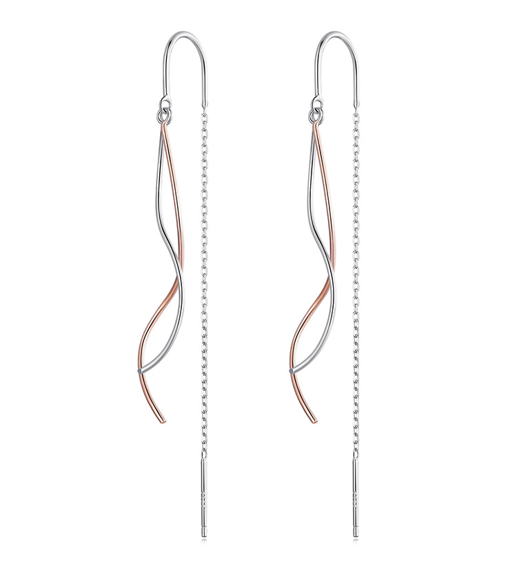 雙色波紋流蘇 925純銀耳環