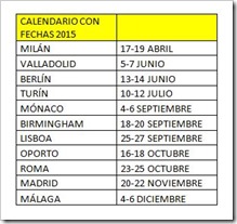 Calendario INTERNATIONAL PADEL EXPERIENCE ADIDAS BY MADISON 2015