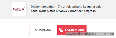 diskon tambahan 10% untuk terbang ke mana saja pakai kode qatar airways x american express