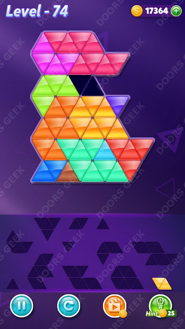 Block! Triangle Puzzle 12 Mania Level 74 Solution, Cheats, Walkthrough for Android, iPhone, iPad and iPod