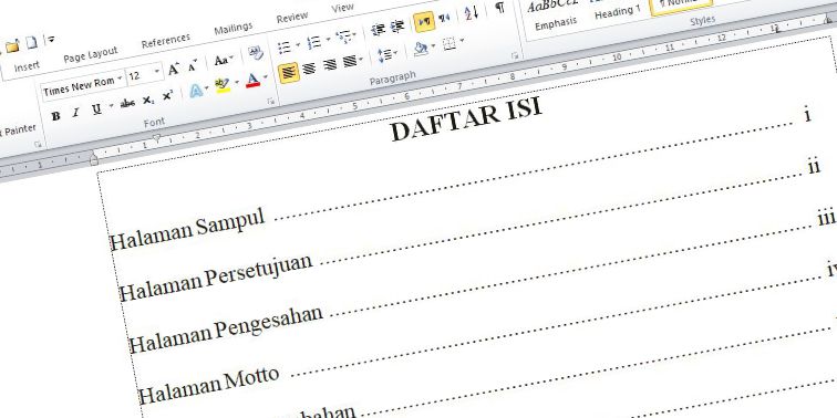 cara membuat daftar isi manual di word 2010