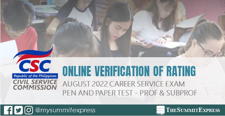 Online Verification of Rating OCSERGS: August 2022 Civil Service Exam CSE-PPT