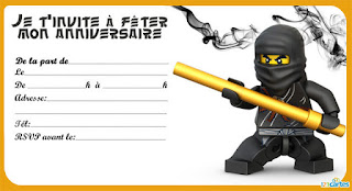 Carte invitation anniversaire ninjago à imprimer gratuitement