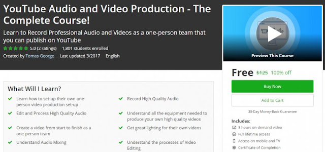 [100% Off] YouTube Audio and Video Production - The Complete Course!|Worth 125$