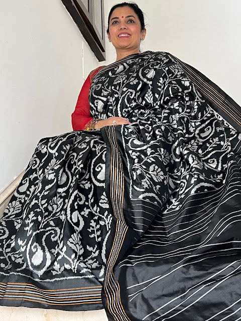 Black silk pochampally saree