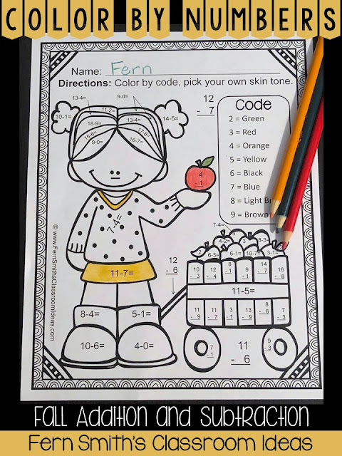 Your students will adore these Fall Color Your Answer worksheets while learning and reviewing important skills at the same time! You will love the no prep, print and go ease of these printables. As always, answer keys are included. Color By Code Fall Addition and Subtraction Facts, A Color Your Answers Activity for Fall. Color By Numbers Fall Addition and Subtraction Facts - Color Your Answers Printables for some Fall Math Fun in your classroom!  10 adorable Fall Themed Color by Code Math Addition and Subtraction Facts Printables for Fall and Autumn.