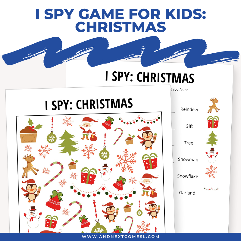 Printable Christmas I spy game for kids