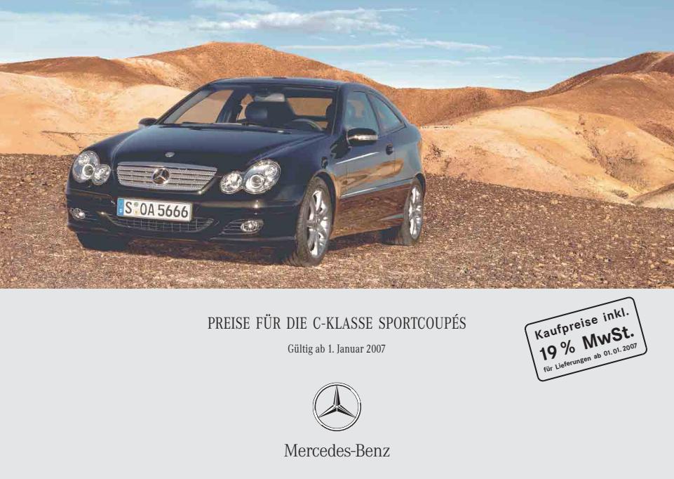 Mercedes-Benz CL 203 C-Klasse Sportcoupé Preisliste 01/2007