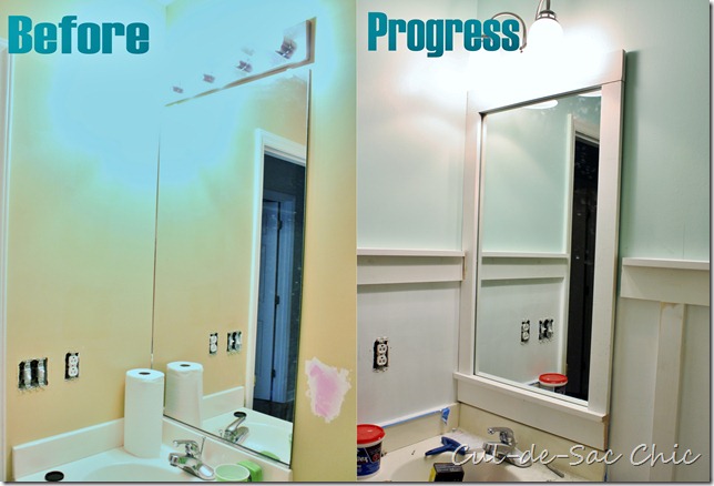 Builder Grade Mirror DIY Frame Before & After