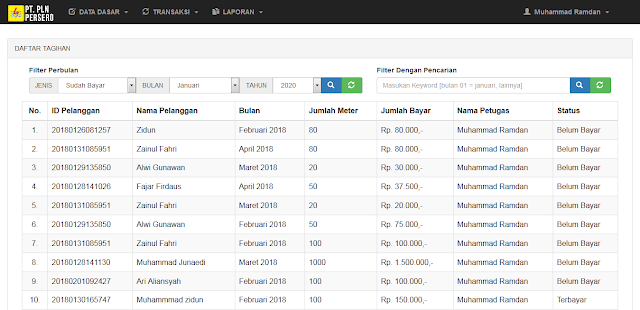 PHP Agen Pembayaran Listrik PLN Berbasis Web