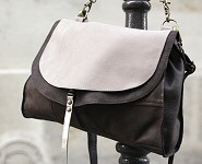 Sac Taupe-choco Double Matieres a reflexion