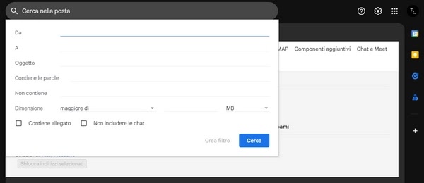 Gmail, Filtri e indirizzi bloccati