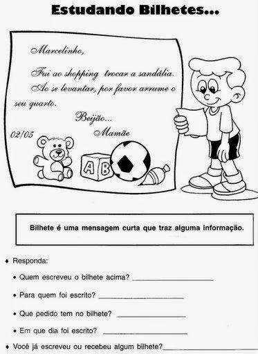 Confira nesta postagem Atividades para trabalhar o gênero textual bilhete, prontas para imprimir.