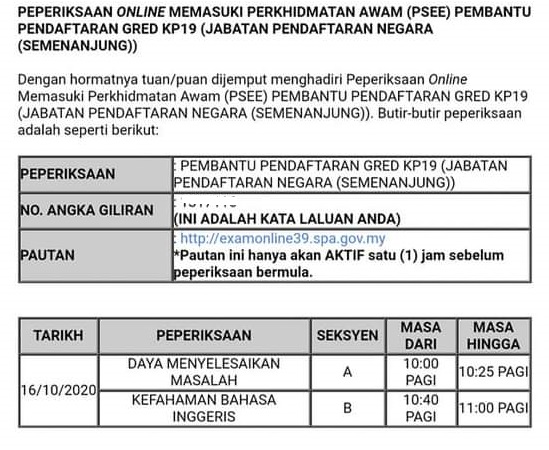 Contoh Soalan Peperiksaan Pembantu Pendaftaran Kp19 2020