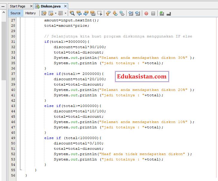 Source code Program Diskon Java Netbeans