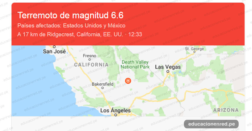 TERREMOTO EN ESTADOS UNIDOS: Sismo de Magnitud 6.6 y Alerta de Tsunami (Hoy Jueves 4 Julio 2019) Temblor EPICENTRO - Los Ángeles - California - Searles Valley - USGS