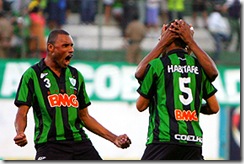 Comemoração do jogadores na vitória  sobre o Guará