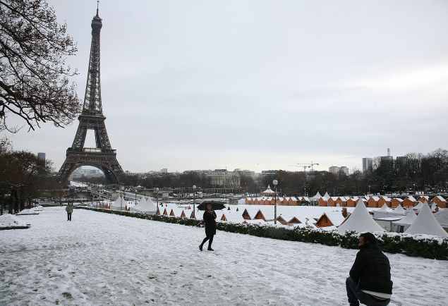 European plains buried by snow