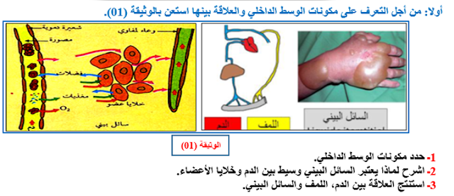 مكونات الوسط الداخلي