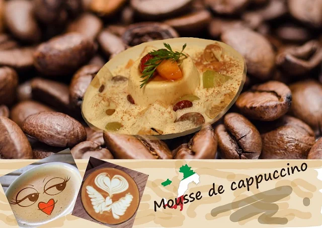 Crème mousseuse cappuccino, sans gluten, dessert au café