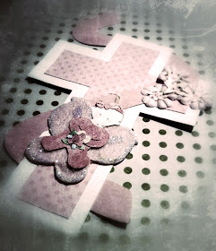 Layered paper ribbon cross for cricut and klik-n-cut svg, knk cutter files. This example was for a baby girl baby book