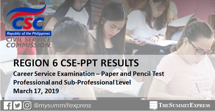Region 6 Passers List: March 2019 Civil Service Exam Results CSE-PPT