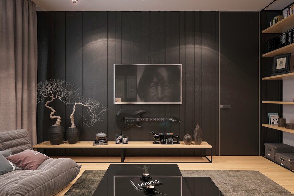 black-wall-paneling