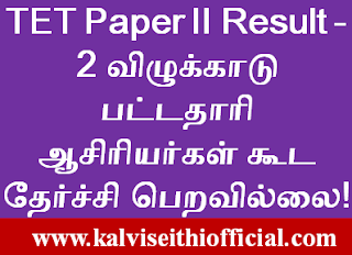 TET Paper II Result - 2 விழுக்காடு பட்டதாரி ஆசிரியர்கள் கூட தேர்ச்சி பெறவில்லை! 