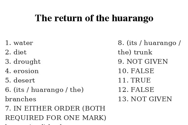 The Return of the huarango reading answers