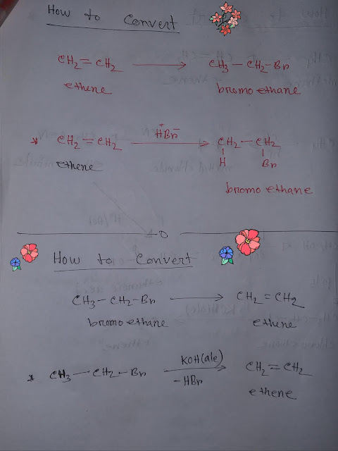 How to convert ethene to bromo ethane and bromo ethane to ethene