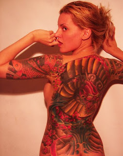 Full body girl dragon tattoo art design sexy