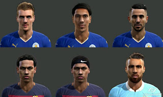 Faces: 1.Jamie Vardy 2.Leonardo Ulloa 3.Riyad Mahrez 4.Neymar 5. Otamendi, Pes 2013