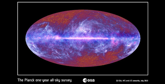 An all-sky image of the Milky Way, as observed by the Planck Space Observatory in infrared. The data contained in this image were used in this research and were essential in calculating the distribution of the light energy of our Galaxy. Credit: ESA / HFI / LFI consortia.