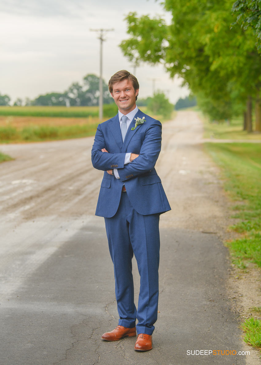 Rustic Farm Wedding Photography Groom Suit Attire in Saline Dexter by SudeepStudio.com Ann Arbor Wedding Photographer