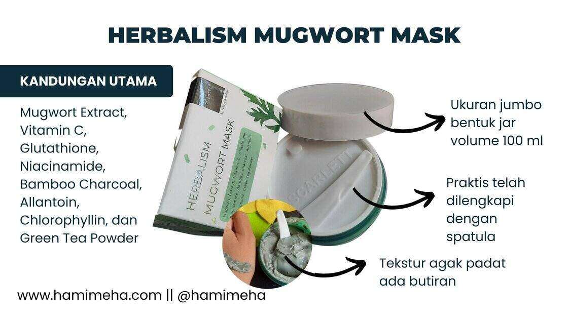 Kandungan Herbalism Mugwort Mask dari Scarlett whitening