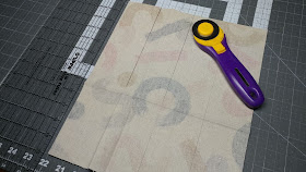 Cutting canvas to make key fobs